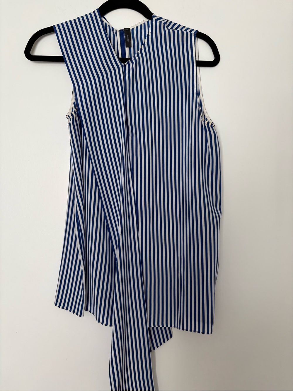 Joseph Blue and White Striped Asymmetrical Sleeveless Dress